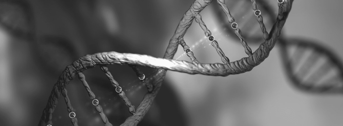 black and white double helix DNA
