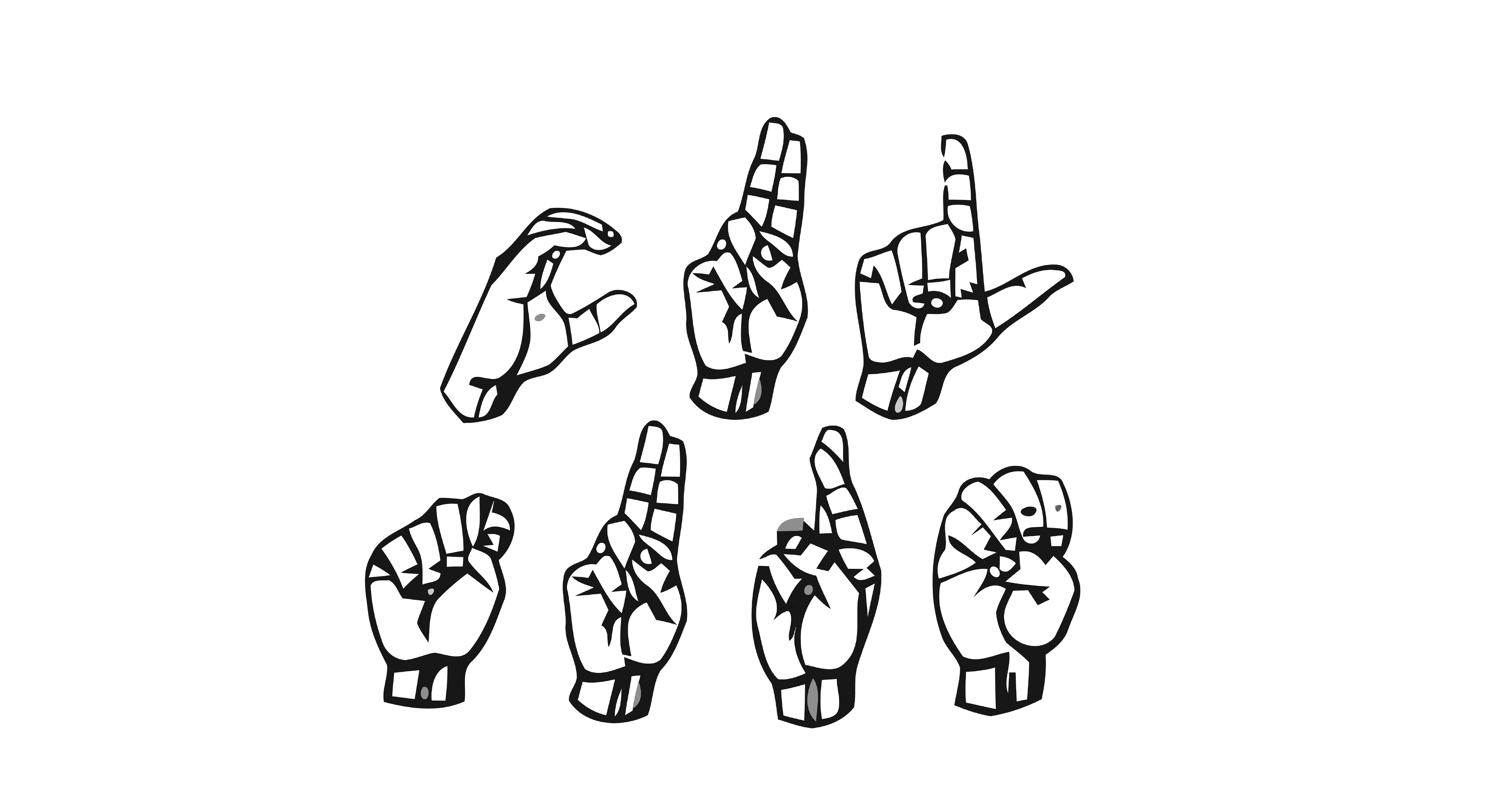Letras de lenguaje de señas que deletrean la palabra cultura