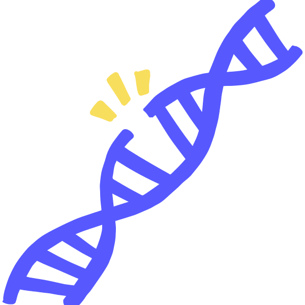 Imagen de una muesca de doble hebra en un ADN azul