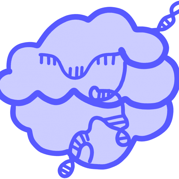 Imagen de un ribonucleoprotien azul