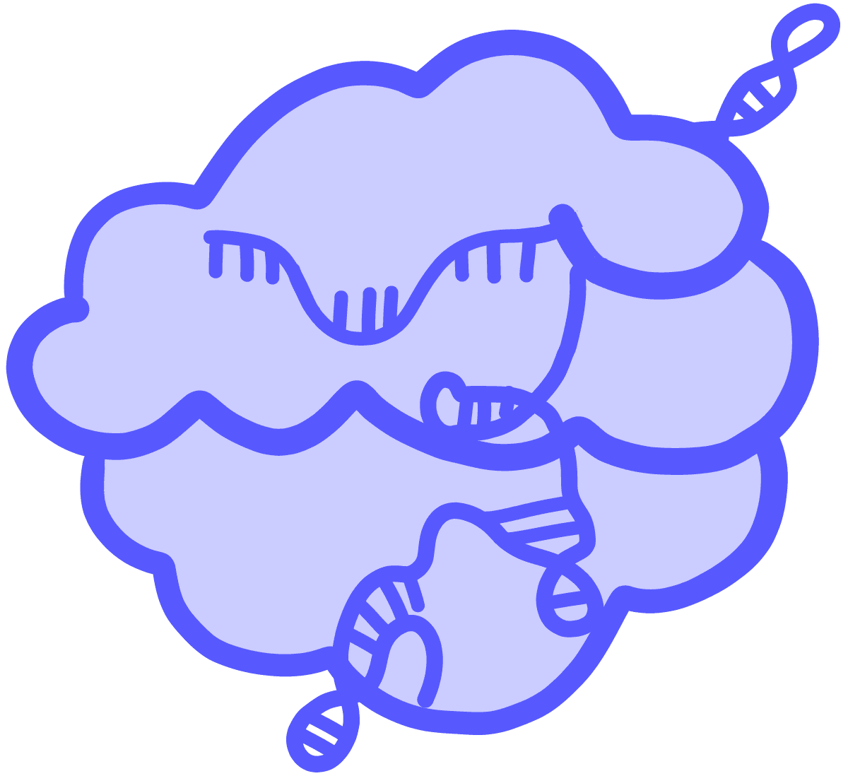 Imagen de un ribonucleoprotien azul