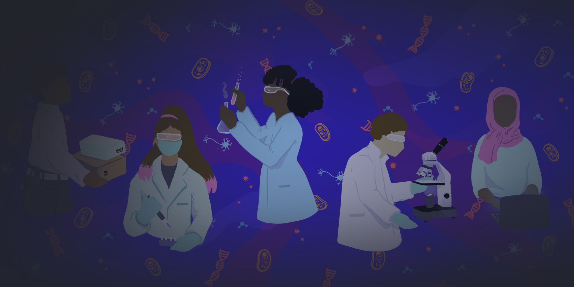 illustration of diverse scientists