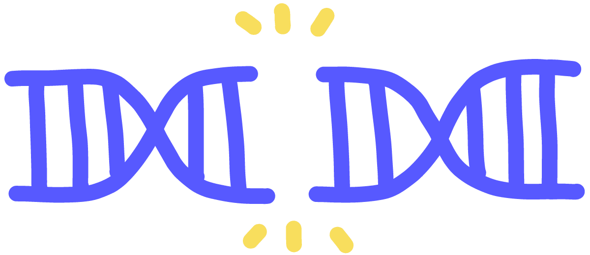 Image of a double stranded break in the center of a blue DNA helix.