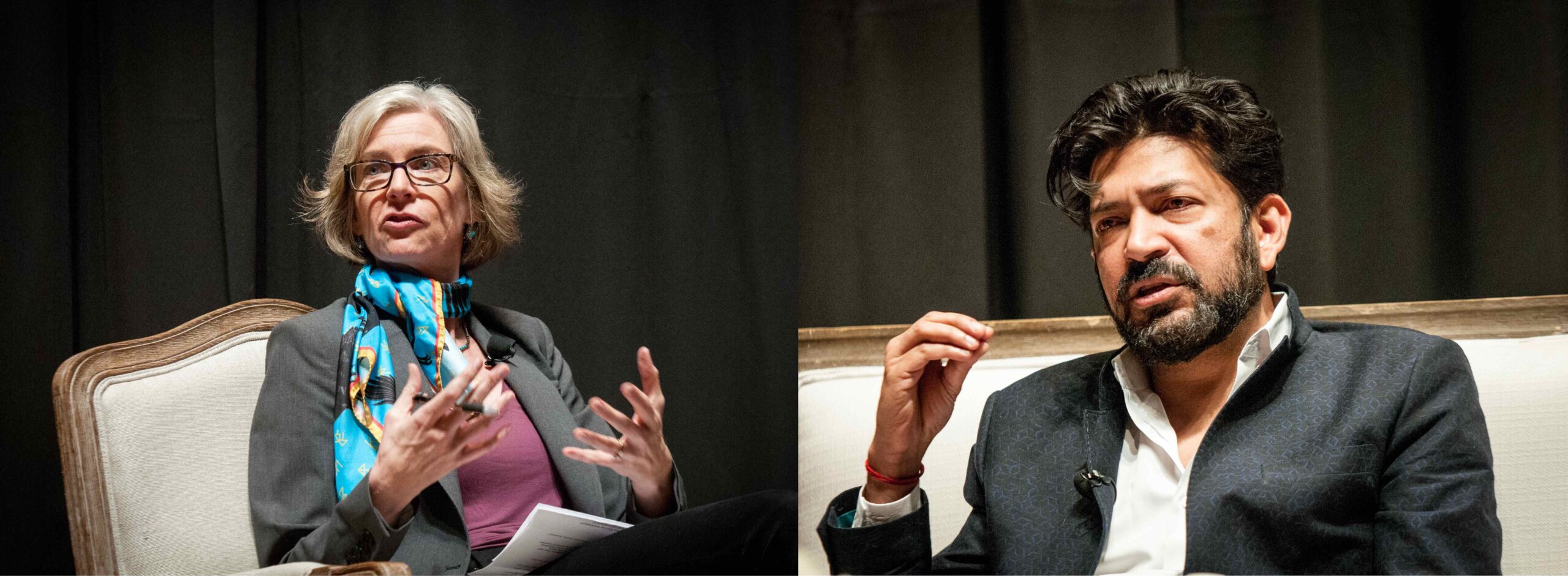 Jennifer Doudna and Siddhartha Mukherjee talking on stage