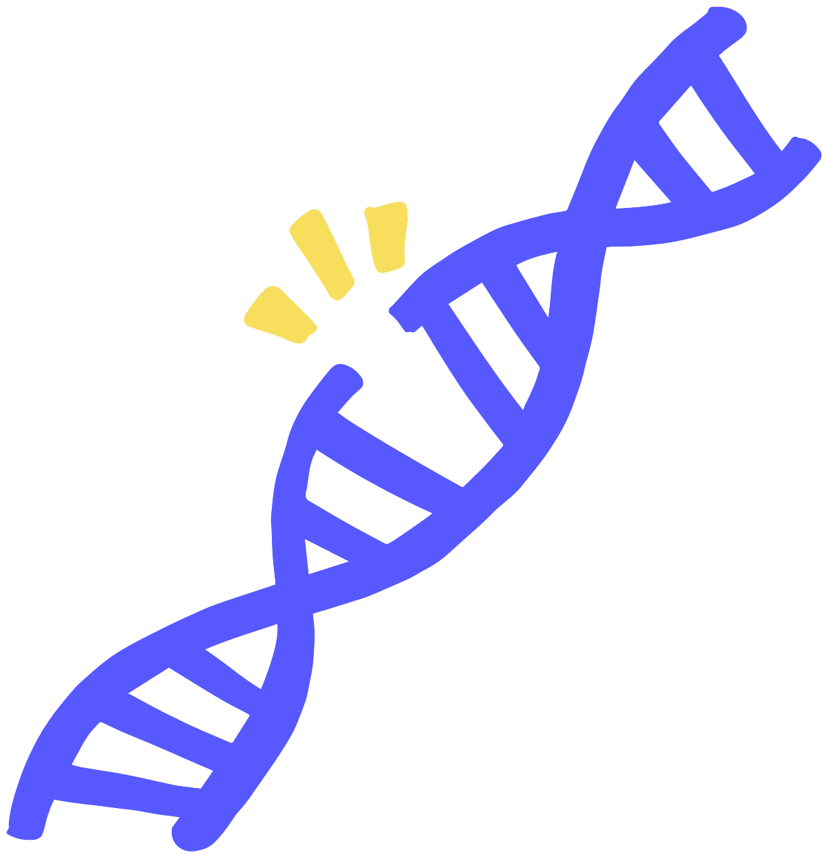 Image of a double stranded nick in a blue DNA