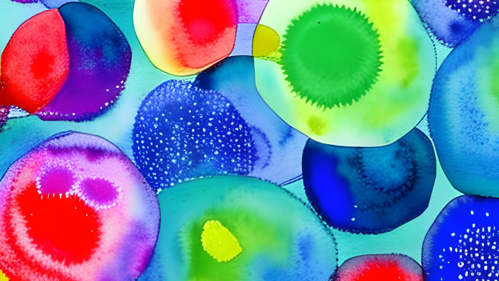 watercolor illustration of cells or microbes