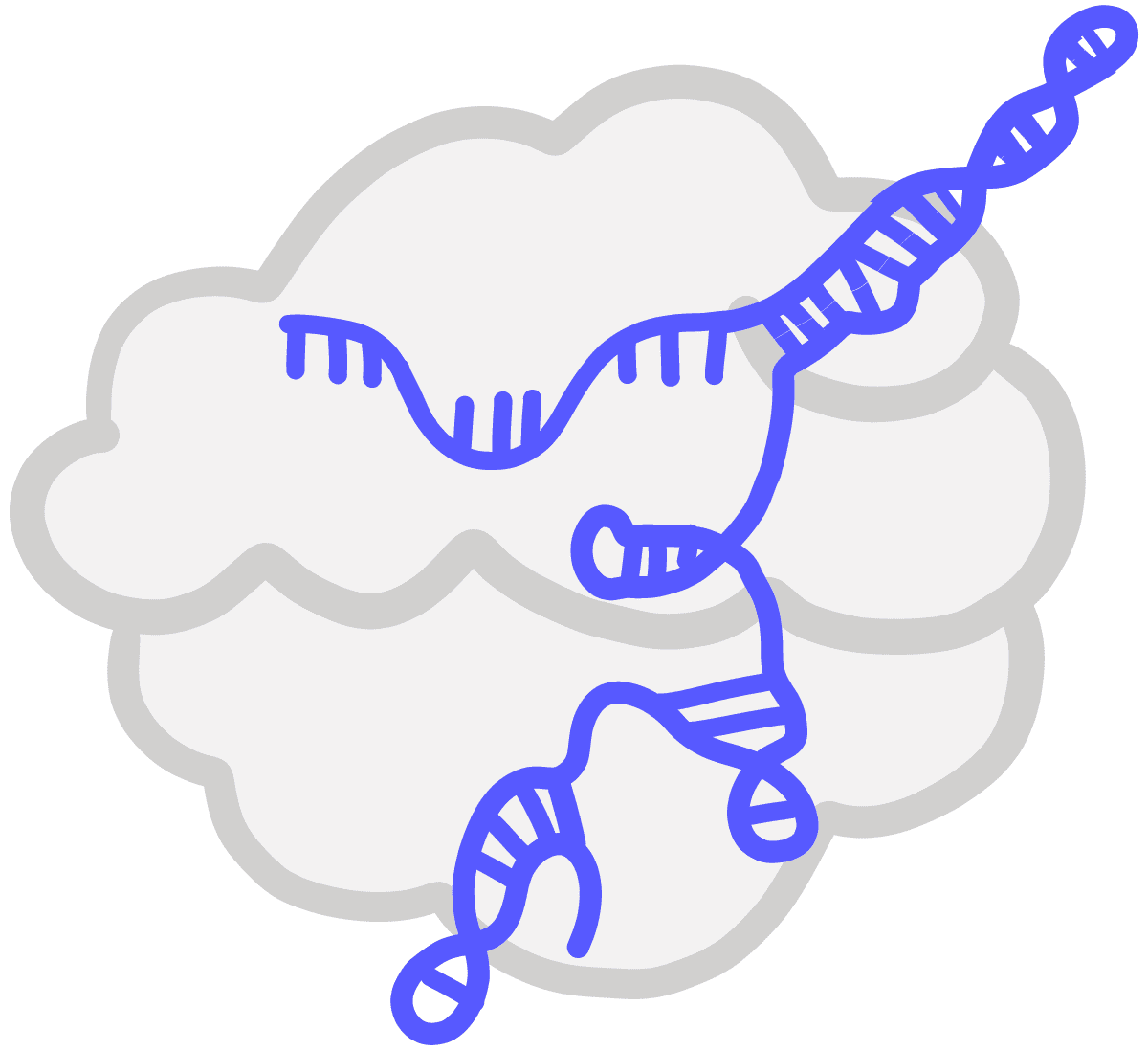 Image of a blue single guide RNA