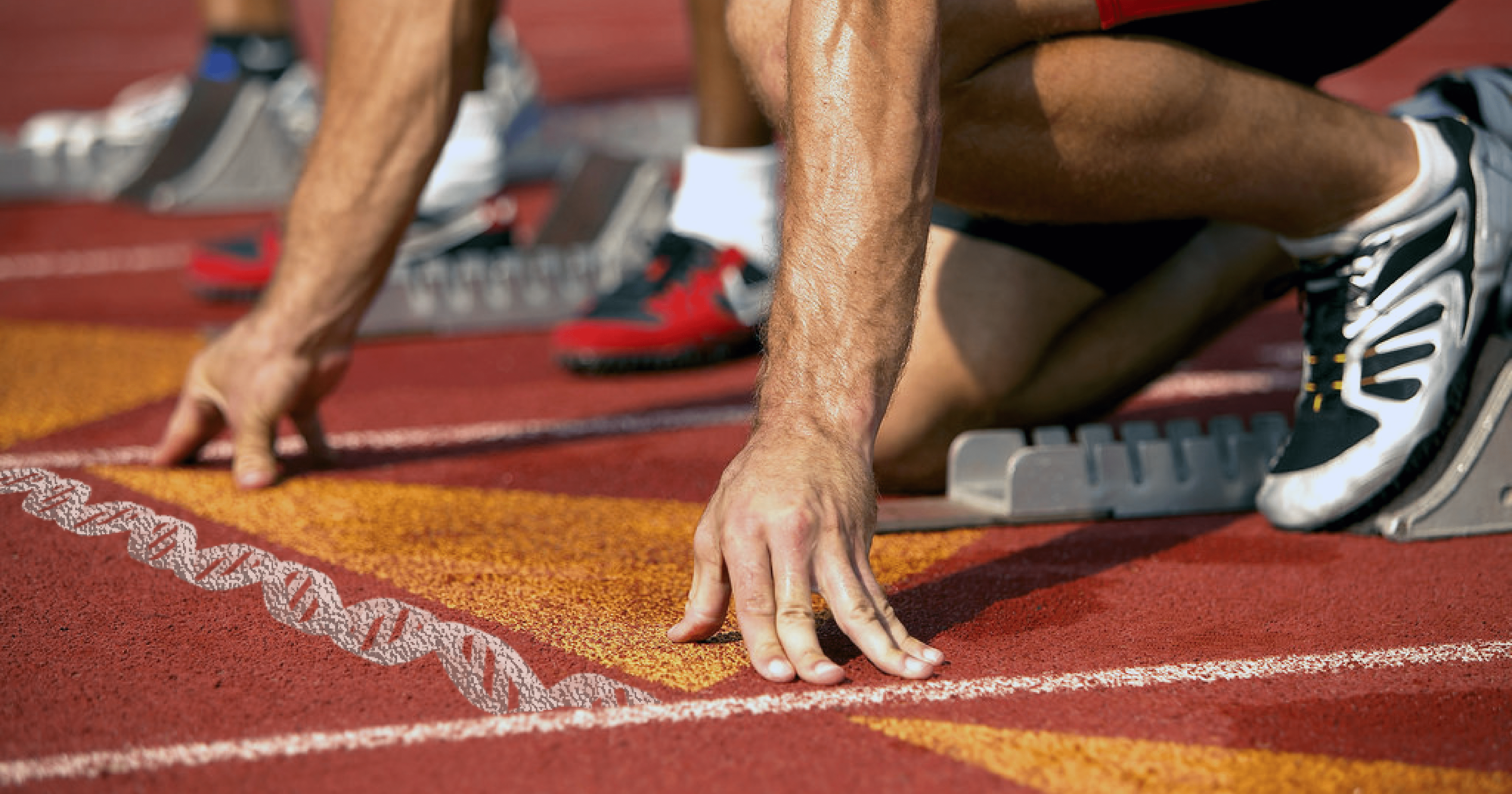 A man positioned at a starting line ready to run a race