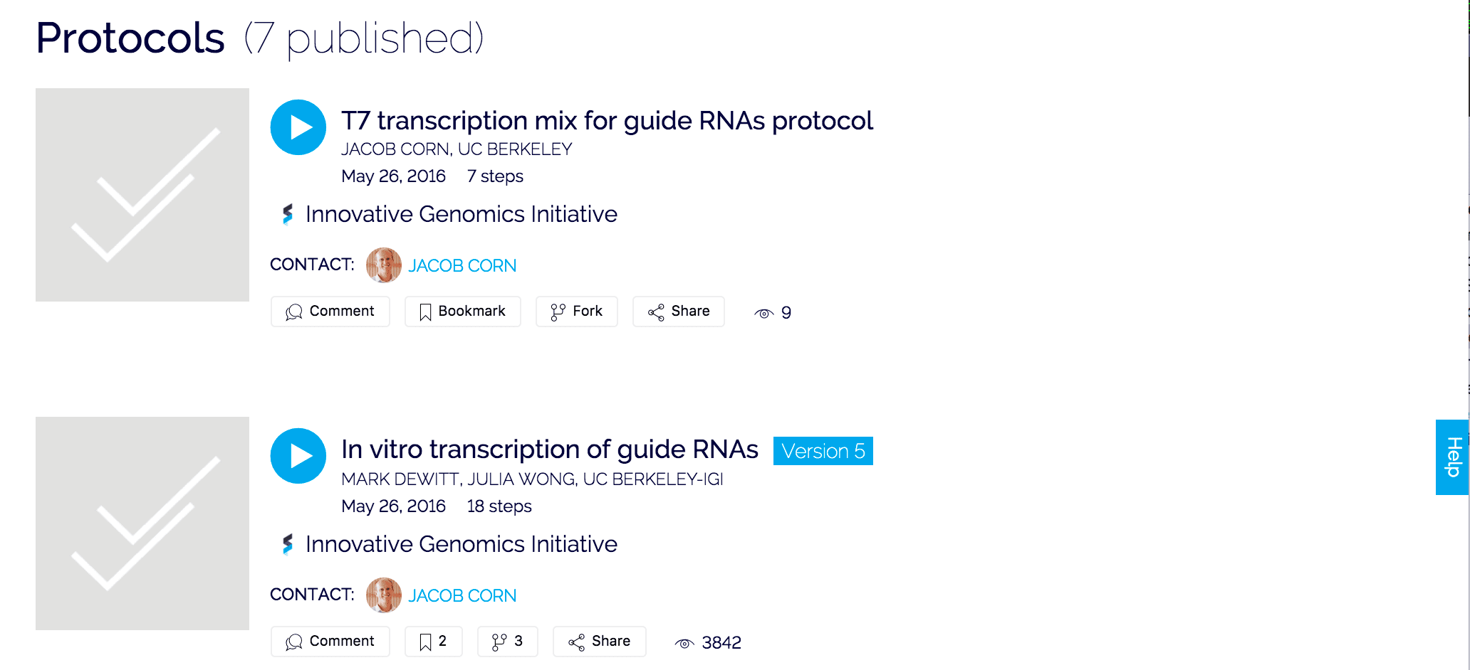 Two scientific protocols made by the IGI